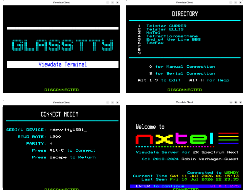 Telstar Viewdata Client Screenshots